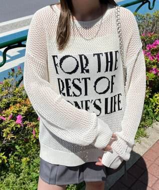 WEGO ジャガードメッシュニットビッグプルオーバー ホワイト