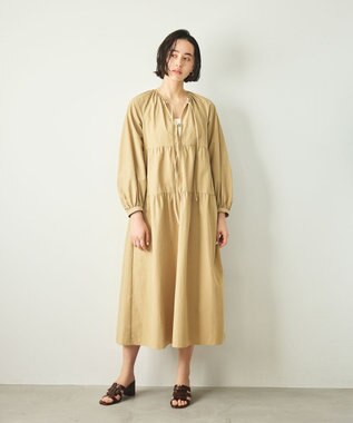 #Newans 【撥水加工/洗濯機可能】〈全身をさりげなくカバー〉リラクシーティアードワンピース ベージュ