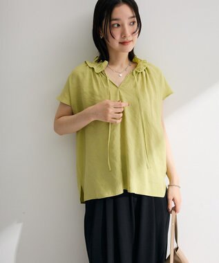 Green Parks 衿フリルブラウス Lime Green