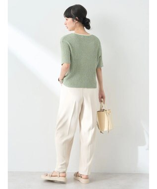 earth music&ecology バイカラーＶネックカーディガン Light Khaki
