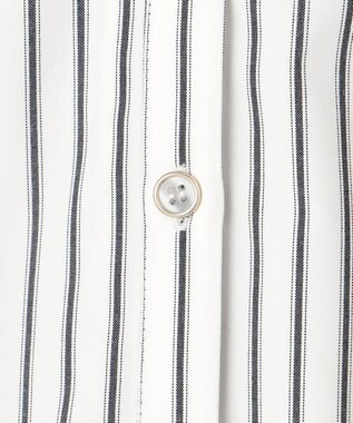 ANY SIS 【洗える】バンドカラー シャツワンピース グレーストライプ