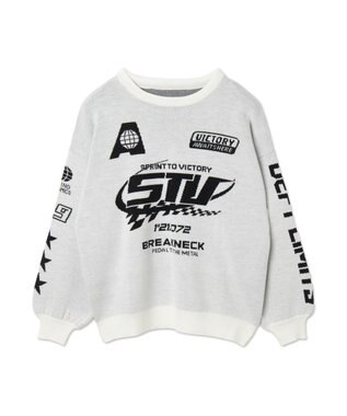 WEGO スポーツグラフィックジャガードニット ホワイト