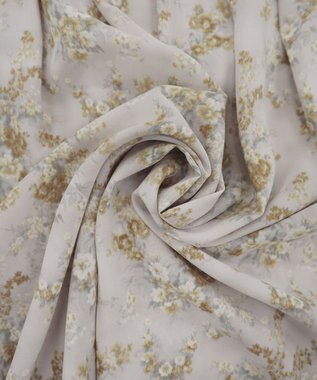 Tiaclasse 【洗える】花柄フレアワンピース グレージュ