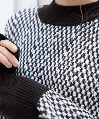 Tiaclasse 【洗える】ジャガード柄プルオーバーニットトップス ブラック