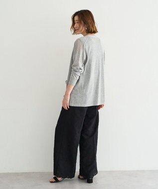 YECCA VECCA ハイゲージミドル丈Vネックカーディガン Light Gray