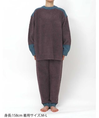 une nana cool カラーブロッキング　プルオーバー＆ロングパンツセット ブラウン