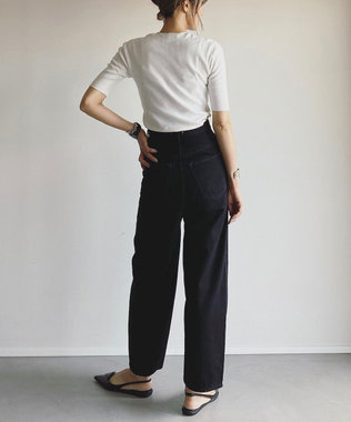 woadblue 石岡真実さん着用 サルエルブレットデニムパンツ ブラック BLACK