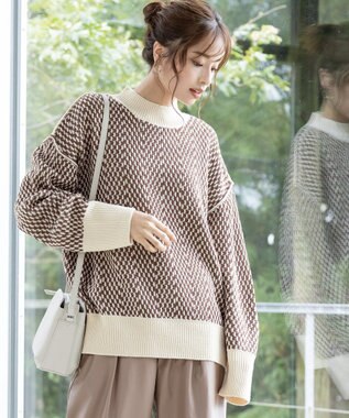 Tiaclasse 【洗える】ジャガード柄プルオーバーニットトップス アイボリー