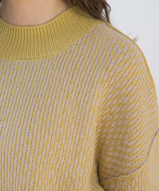 Tiaclasse 【洗える】ジャガード柄プルオーバーニットトップス イエロー