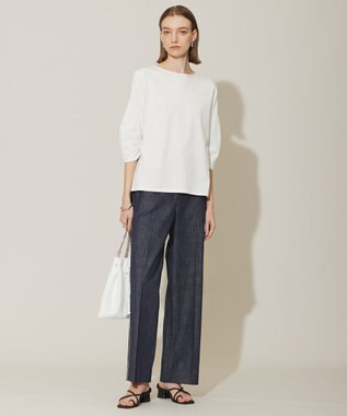 ICB L 【洗える】 コットンリアクティブデニム ワイドストレートパンツ インディゴ系