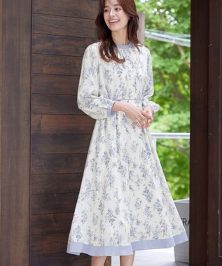 Tiaclasse L 【洗える】トワルドジュイ配色ワンピース アイボリー