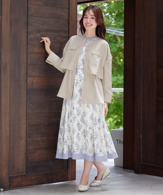 Tiaclasse L 【洗える】トワルドジュイ配色ワンピース アイボリー