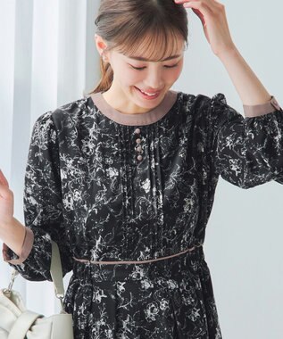 Tiaclasse L 【洗える】トワルドジュイ配色ワンピース ブラック