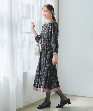 Tiaclasse L 【洗える】トワルドジュイ配色ワンピース ブラック