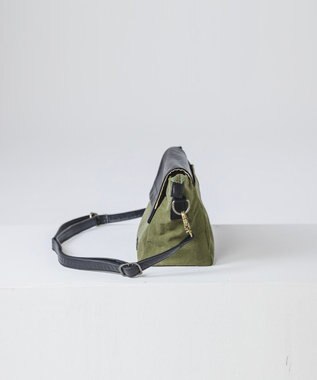 YUSHI EVER - FLAP SHOULDER ナイロン 本革 かぶせショルダーバッグ オリーブ