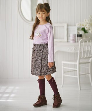 組曲 KIDS 【110-140㎝】モノトーンフラワーコーデュロイ キュロット ブラック系5