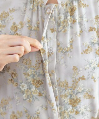 Tiaclasse 【洗える】花柄フレアワンピース グレージュ