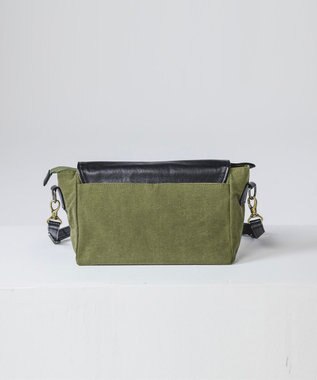 YUSHI EVER - FLAP SHOULDER ナイロン 本革 かぶせショルダーバッグ オリーブ