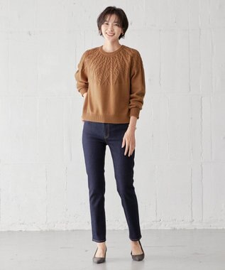 J.PRESS LADIES L 【WEB限定・洗える】 EIGER CORD 求心編み ニット キャメル系