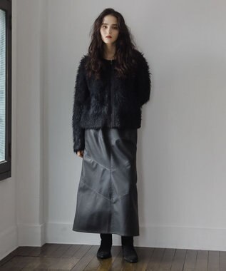 Green Parks ■ＥＳＣＡＲ　シャギーニットジャケット Black