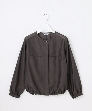 J.PRESS LADIES L Pe リネン シアー スラブ ノーカラー ブルゾン スレートブラウン系