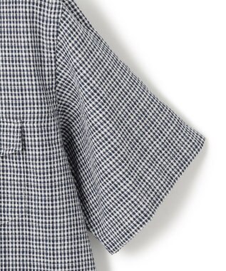 J.PRESS MEN 真夏を乗り切る爽快感と機能性【吸水速乾 / 接触冷感 / 高通気性 / ウォッシャブル】サッカーチェック シャツ / バンドカラー ホワイト系3