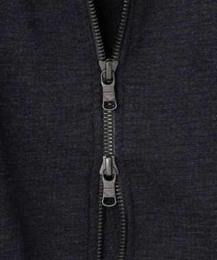 JOSEPH ABBOUD 【ジャージー/ストレッチ/軽量】トップメランジピケ スタンドジップアウター ネイビー系