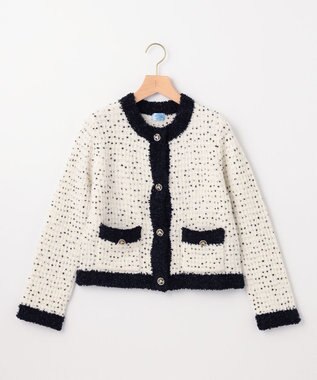 組曲 S 【組曲×setsuko sagittaire】サジテール釦ツイードニットジャケット アイボリー系