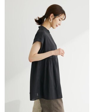 Green Parks 接触冷感　フレンチスリーブチュニック Black