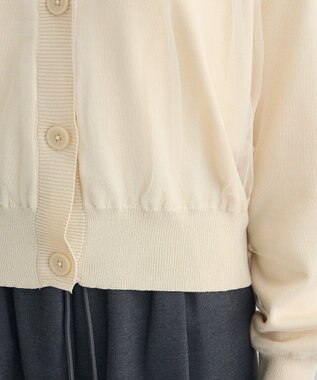 Green Parks チュールドッキングＶネックニットカーディガン Ivory