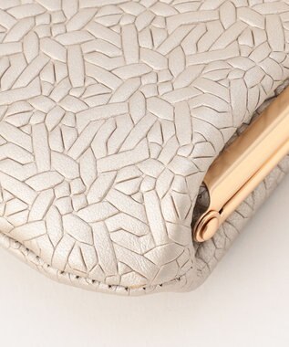 UNBILLION perche 抗菌レザー型押しがま口長財布 シルバー