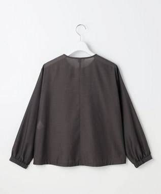 J.PRESS LADIES L Pe リネン シアー スラブ ノーカラー ブルゾン スレートブラウン系