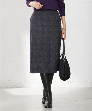 J.PRESS LADIES 【洗える】チェック ジャカード ナロー スカート ライトグレー系5