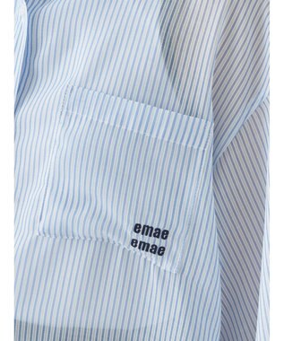 earth music&ecology 袖スリットリボンロングシャツ Sax