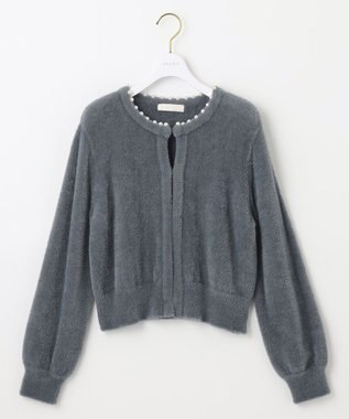 ANY SIS シャギーニット カーディガン チャコールグレー