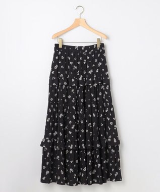 組曲 【加藤ローサさん着用 / レングス調整可能】ギャザーライトデシンティアード スカート ブラック系5