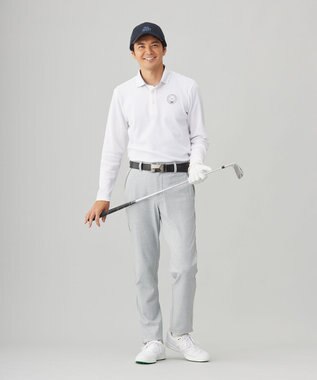 23区GOLF 【MEN】【UVカット】ハニカムカノコ長袖ポロシャツ ホワイト系