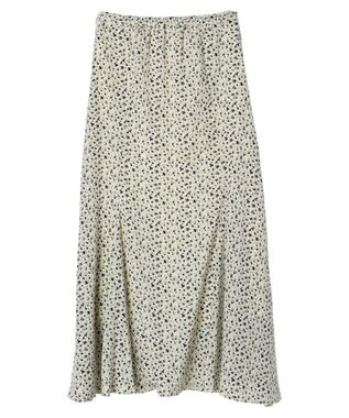 earth music&ecology 揺れる小花柄裾フレアスカート Ivory