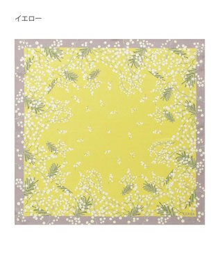 MOONBAT 【シルク100%】FURLA (フルラ) ミモザ シルクプリントスカーフ 65cm×65cm UV対策 手洗い可能 イエロー