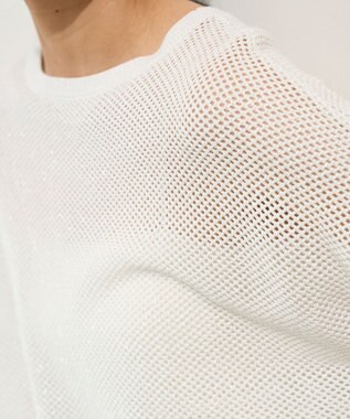 UNFILO L メッシュ ハーフスリーブ ニット シルバーラメ