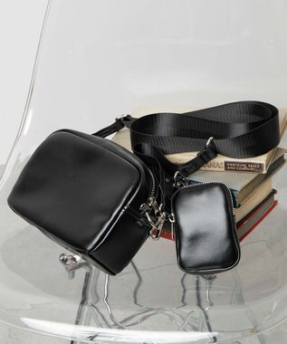 WEGO ポーチ付きスクエアショルダー ブラック