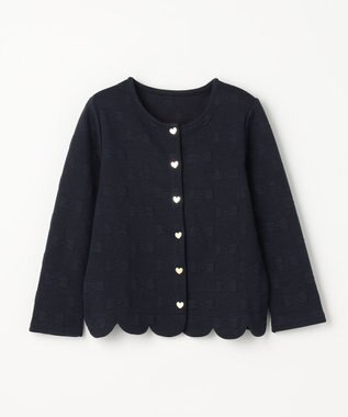 ANY KIDS リボン ジャガード カーディガン ネイビー