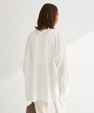 Green Parks 綿麻混Ｖネックオーバーサイズシャツ Off White
