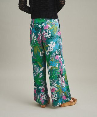 GRACE CONTINENTAL ボタニカルプリントワイドパンツ グリーン