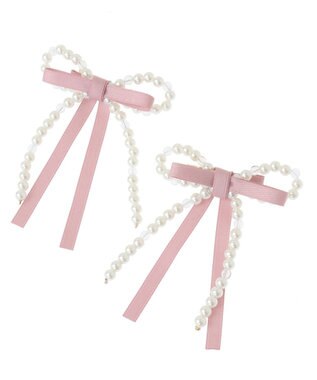Maison de FLEUR パールリボン2SETクリップ Pink