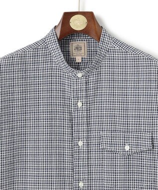 J.PRESS MEN 真夏を乗り切る爽快感と機能性【吸水速乾 / 接触冷感 / 高通気性 / ウォッシャブル】サッカーチェック シャツ / バンドカラー ホワイト系3