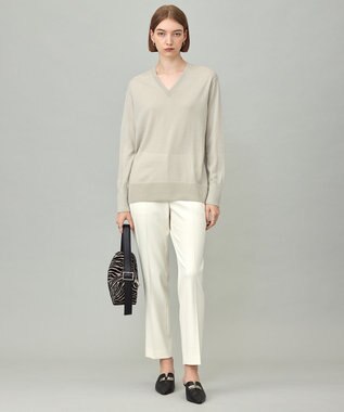 ICB L 【洗える】コンパクトファインウール Vネックニット トープ系