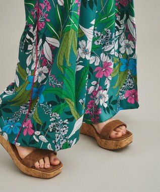 GRACE CONTINENTAL ボタニカルプリントワイドパンツ グリーン