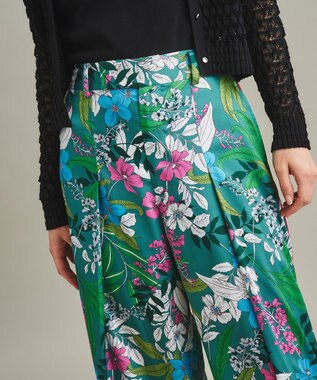 GRACE CONTINENTAL ボタニカルプリントワイドパンツ グリーン