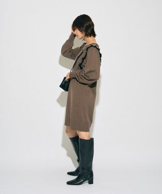 YECCA VECCA 【archive】ラッフルニットワンピース Dark Beige